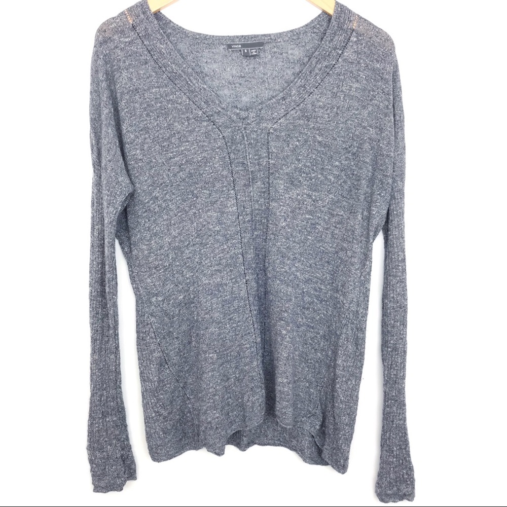 VINCE | Blue Lightweight Ribbed Longsleeve Sweater